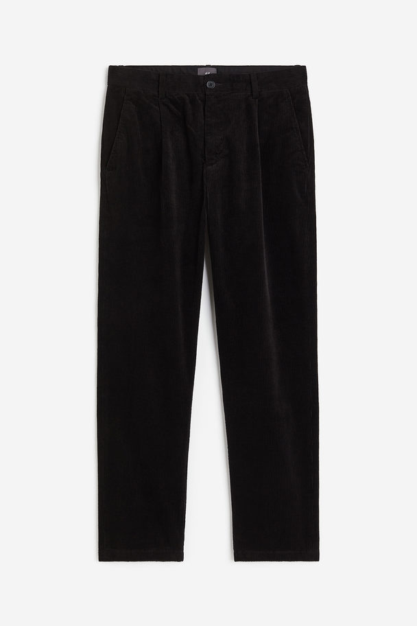 H&M Regular Fit Corduroy Trousers Black