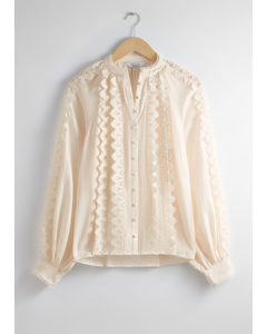 Scalloped Lace Blouse Cream