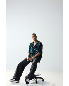 Relaxed Fit Printed Resort Shirt Black/smiley® Originals