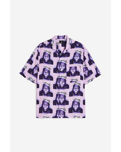 Relaxed Fit Patterned Resort Shirt Purple/the Notorious B.i.g.