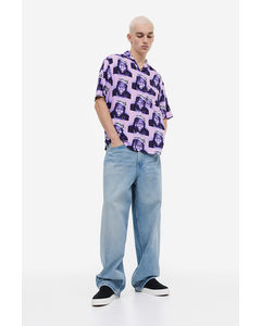 Relaxed Fit Patterned Resort Shirt Purple/the Notorious B.i.g.