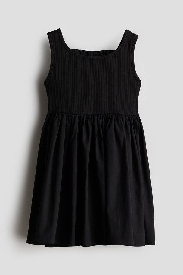 H&M Bow-detail Cotton Dress Black
