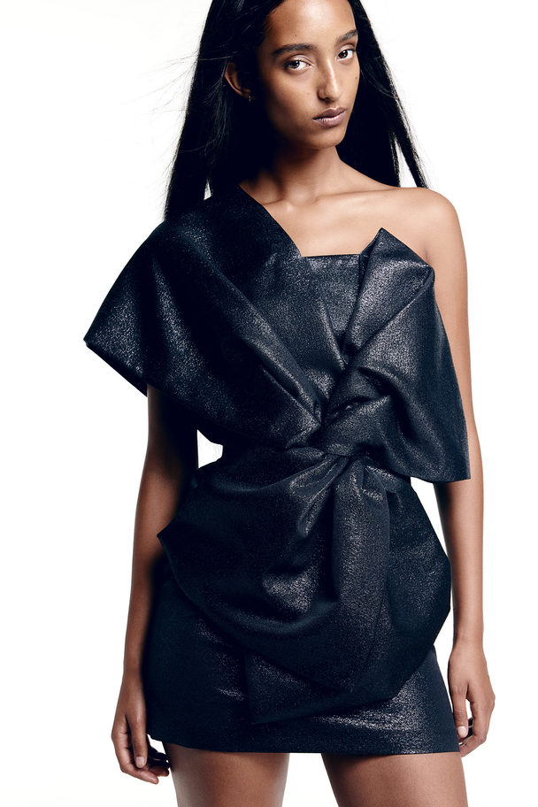 H&M Mini-jurk Met Strik Zwart