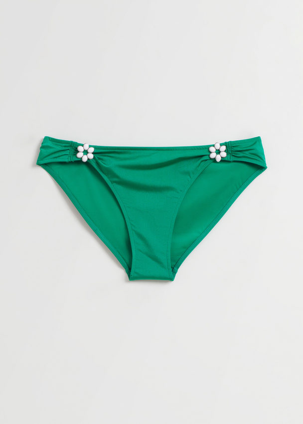 & Other Stories Flower Adorned Bikini Briefs Emerald Green