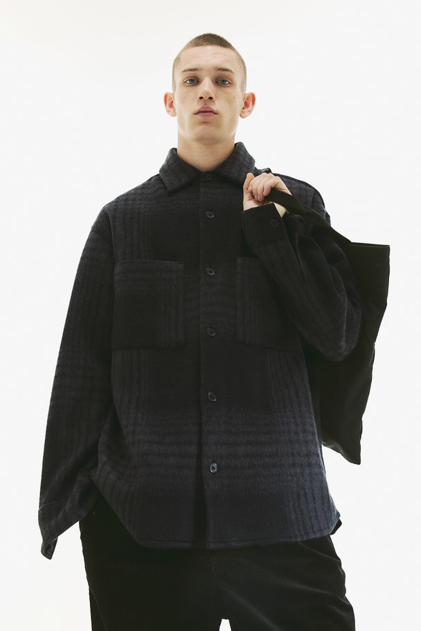 H&M Overshirt Loose Fit Mørkegrå/ternet