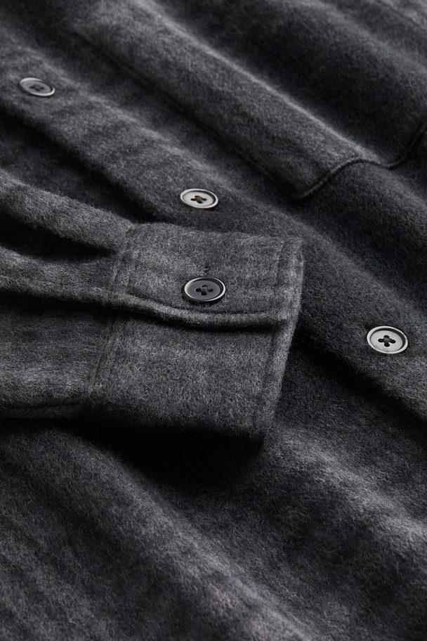 H&M Loose Fit Overshirt Dark Grey/checked
