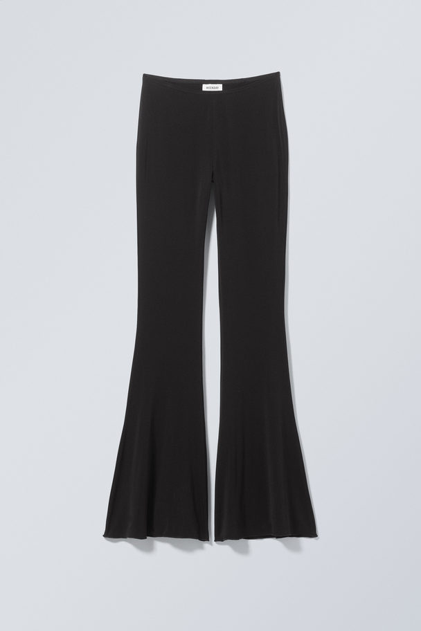 Weekday Mina Flared Jersey Trousers Svart