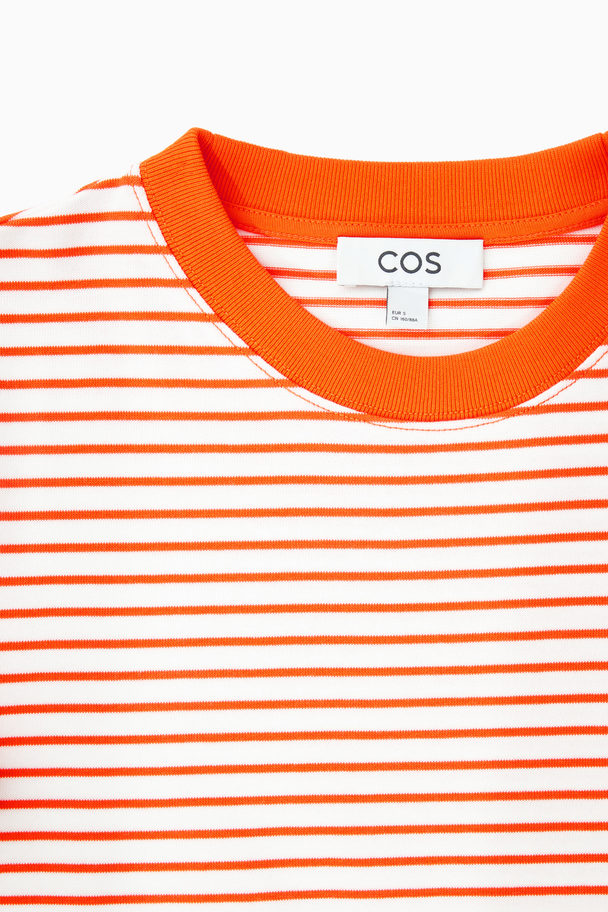 COS The Clean Cut T-shirt White / Orange / Striped