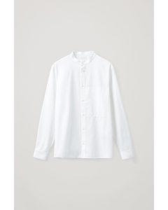 Regular-fit Collarless Shirt White