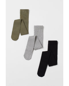 3-pack Fine-knit Tights Black/khaki Green/grey Marl