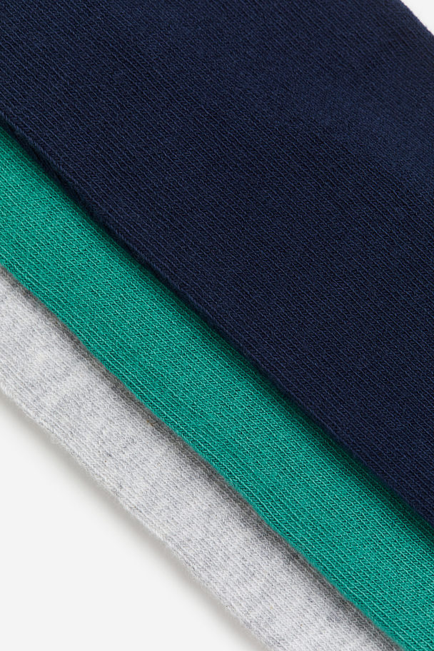 H&M 3-pack Fine-knit Tights Navy Blue/teal/light Grey