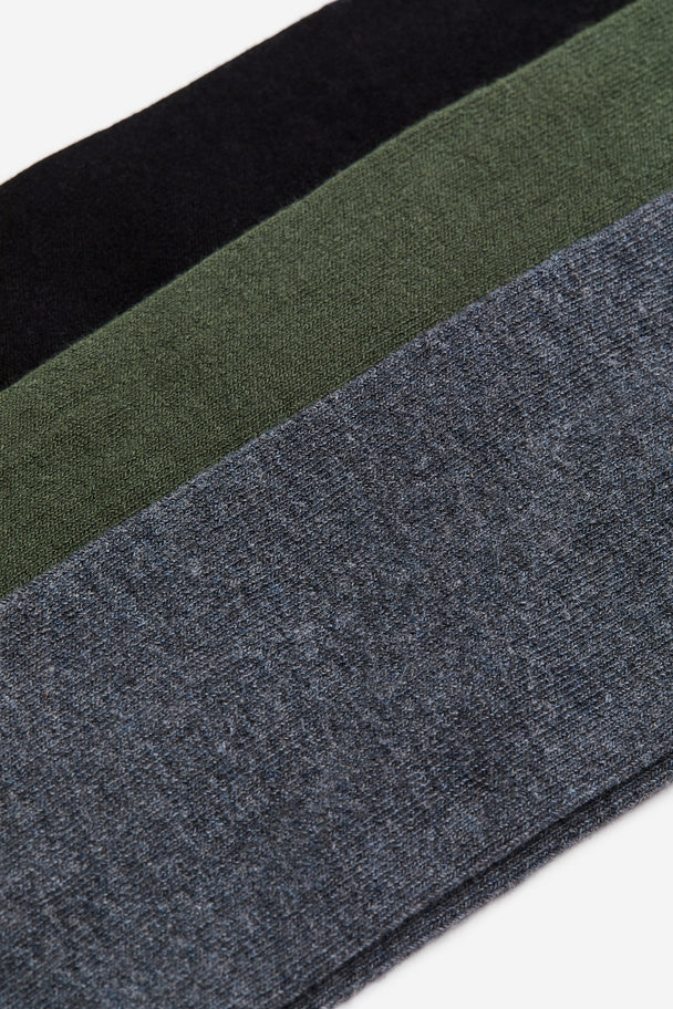 H&M 3-pack Fine-knit Tights Dark Green/dark Grey/black