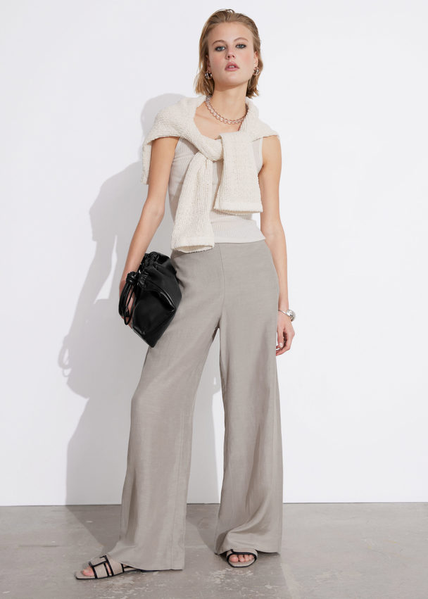 & Other Stories Wide Trousers Light Grey