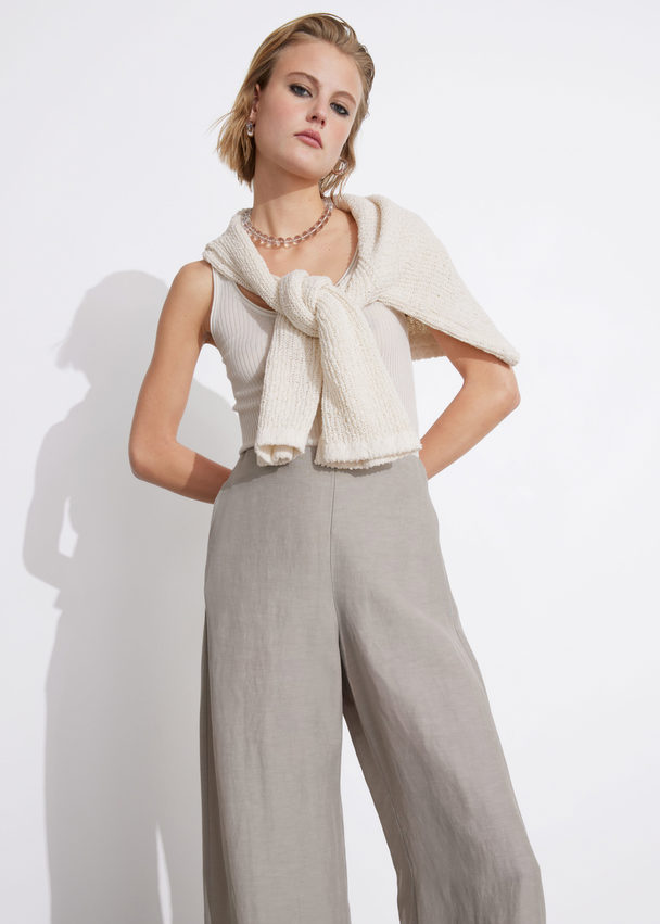 & Other Stories Wide Trousers Light Grey