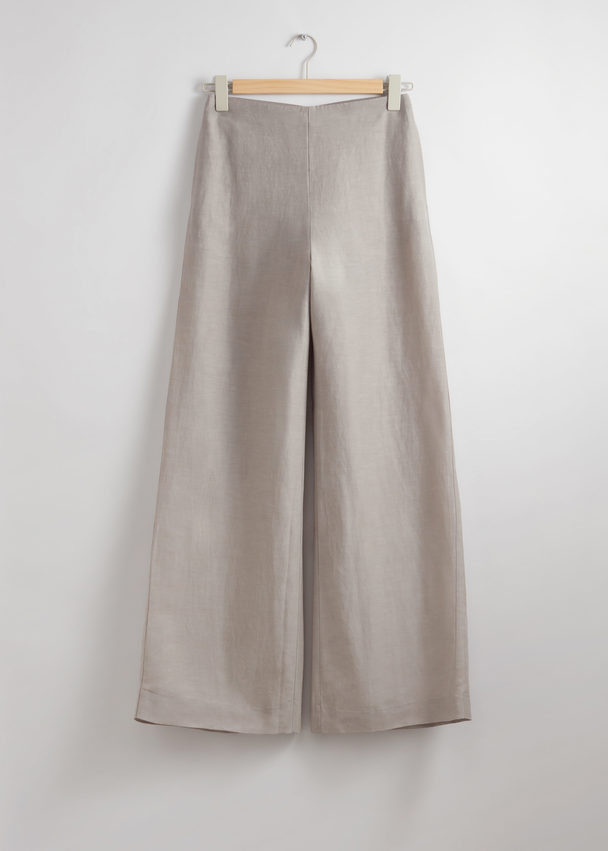 & Other Stories Wide Trousers Light Grey