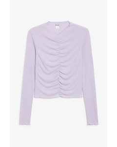 Ruched Long-sleeve Top Light Purple