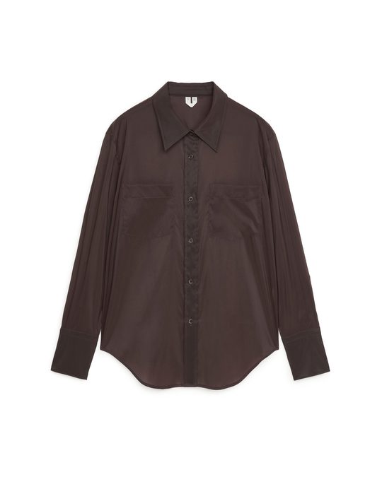 Arket Organza Silk Shirt Dark Brown