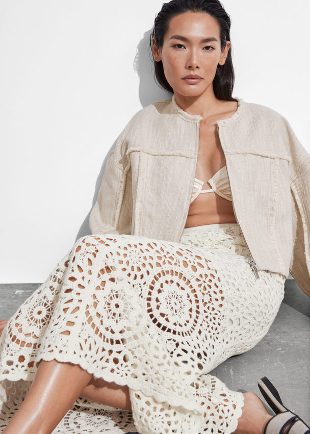 & Other Stories Crocheted Midi Skirt White