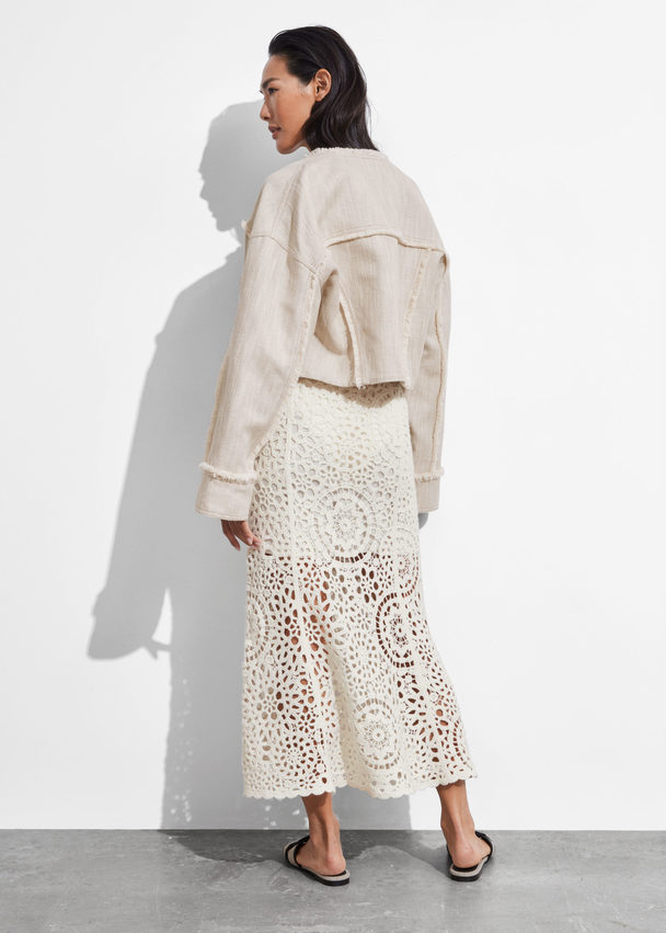 & Other Stories Crocheted Midi Skirt White