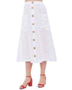 Long Buttoned Skirt With Pockets And Elastic Waistband