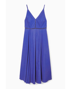 V-neck Midi Slip Dress Blue
