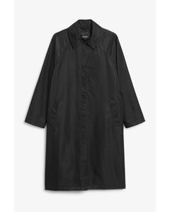 Single-breasted Black Trench Coat Black