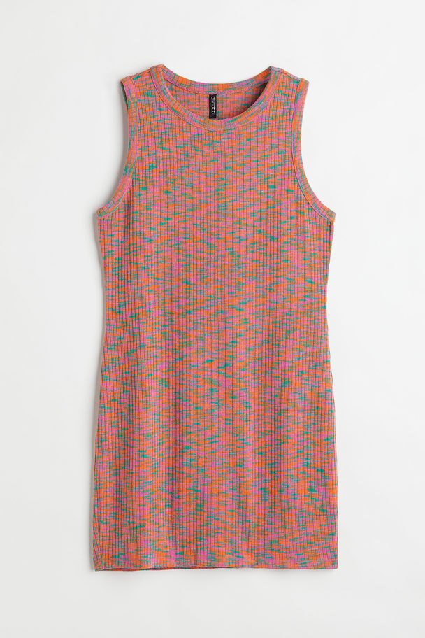 H&M H&m+ Rib-knit Dress Pink/patterned