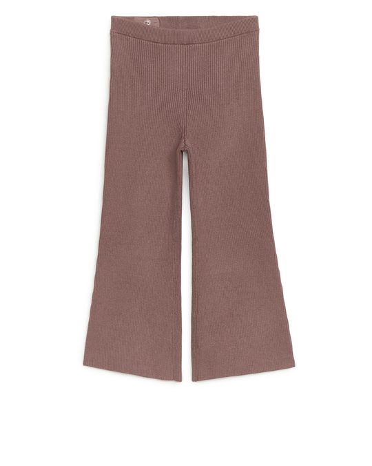 Arket Flared Rib-knitted Trousers Brown