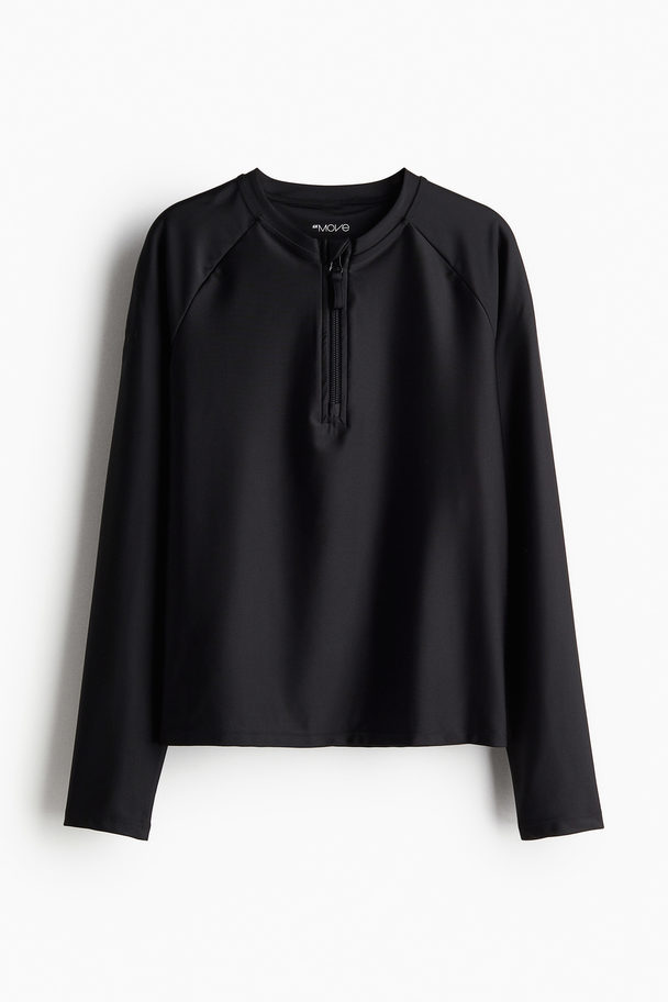 H&M Long-sleeved Swim Top Black