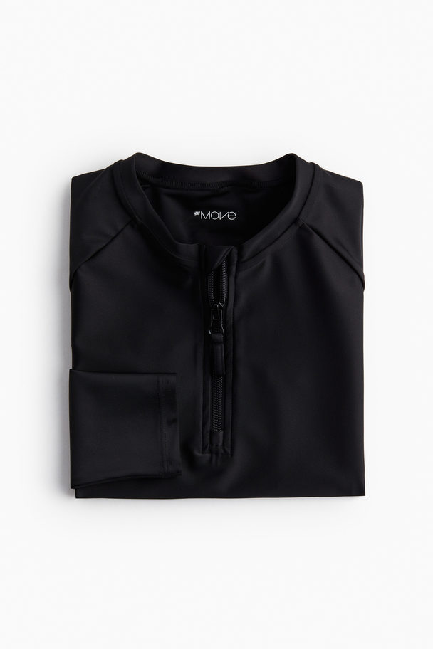 H&M Badeshirt mit Langarm Schwarz