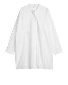 Besticktes Popeline-Hemd Weiß