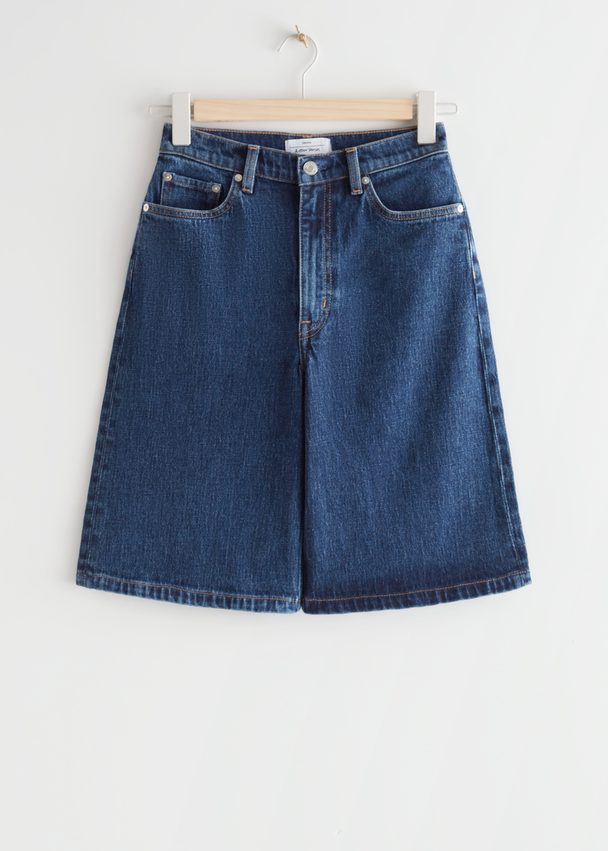 & Other Stories Wide Cut Shorts Mid Blue