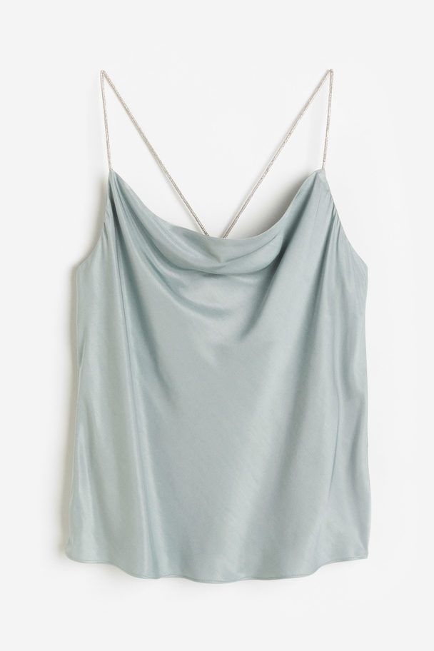 H&M Rhinestone-strap Cami Top Blue-grey