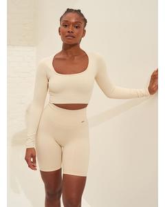 Oat White Luxe Seamless Cropped Long Sleeve