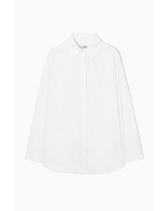 Minimal Concealed-placket Shirt White