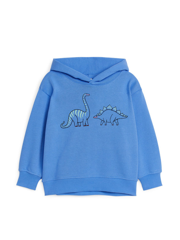 ARKET Embroidered Hoodie Blue/dinosaurs
