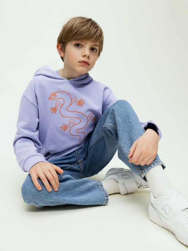 ARKET Embroidered Hoodie Lilac