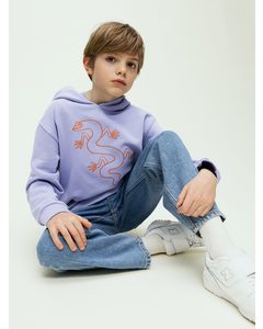 Embroidered Hoodie Lilac