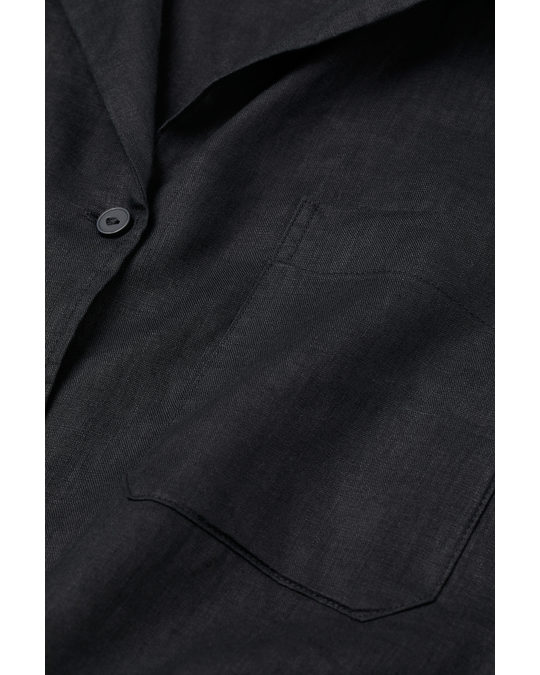 H&M Linen Resort Shirt Black