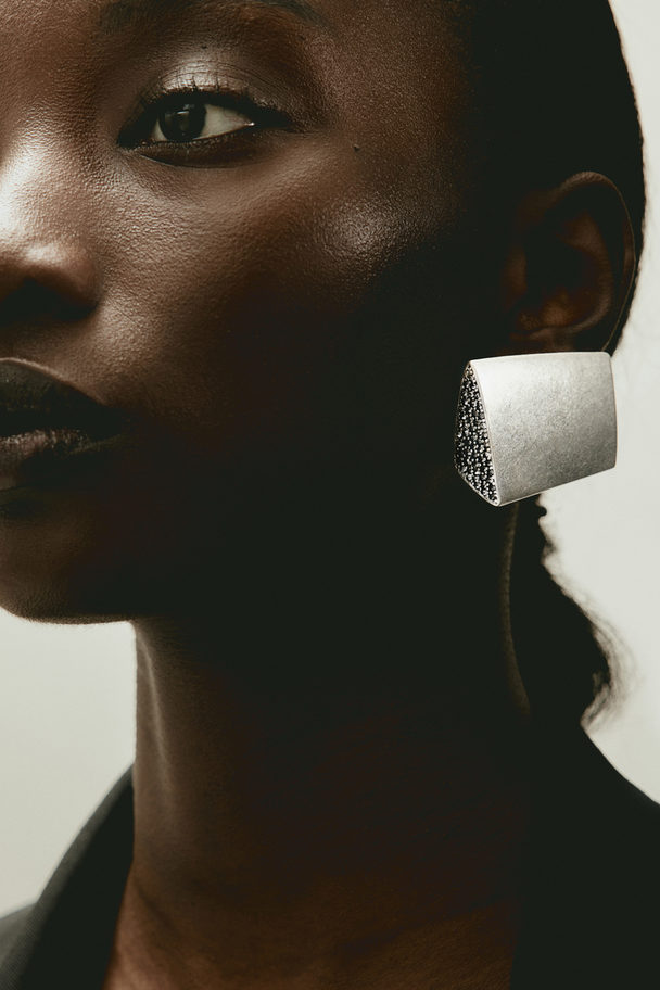 H&M Rhinestone-embellished Earrings Silver-coloured