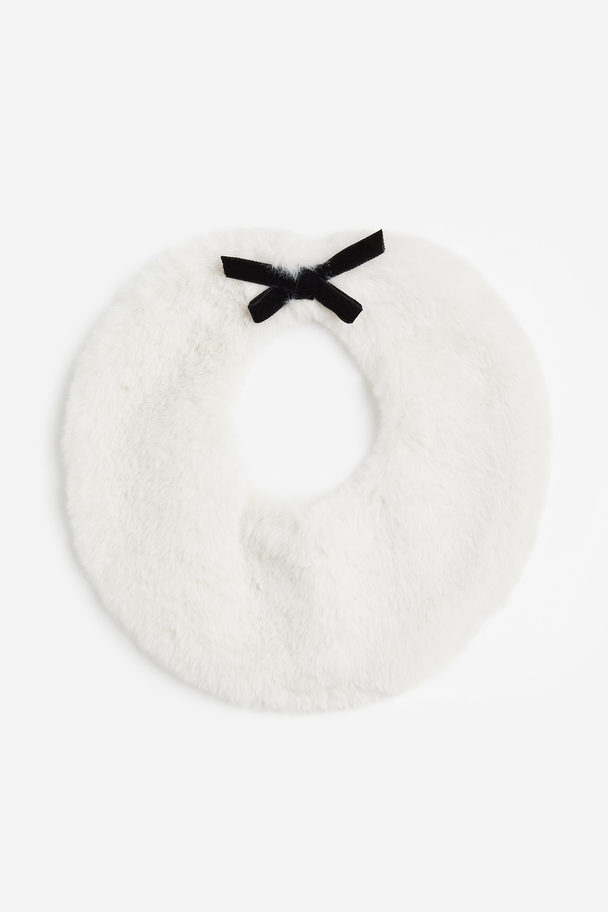 H&M Bow-detail Fluffy Collar White/bow