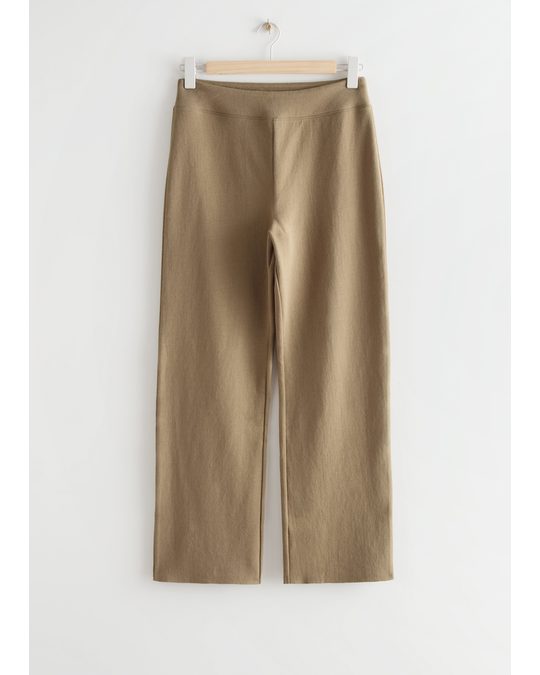 & Other Stories Wide Cotton Trousers Beige