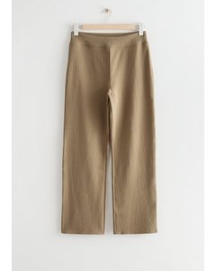 Wide Cotton Trousers Beige