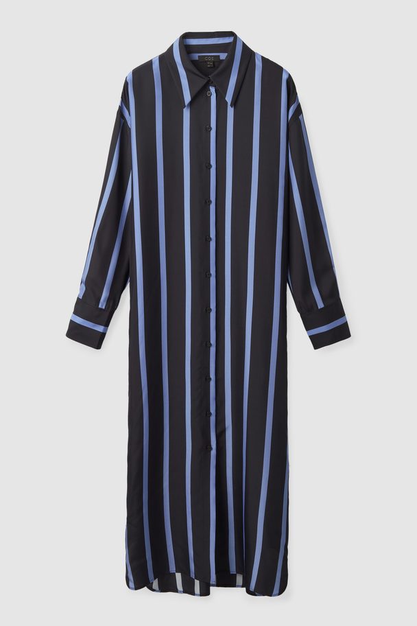 COS Silk Striped Shirt Dress Dark Navy / Blue