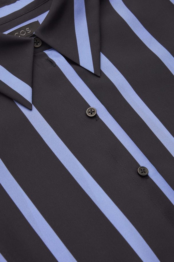 COS Silk Striped Shirt Dress Dark Navy / Blue
