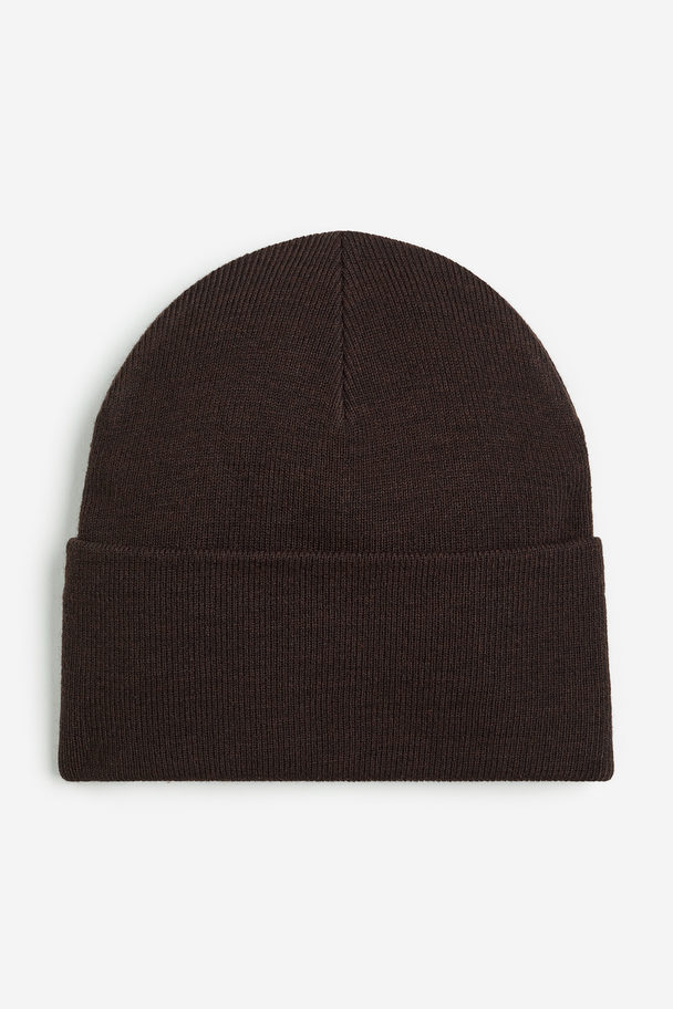 H&M Knitted Hat Dark Brown