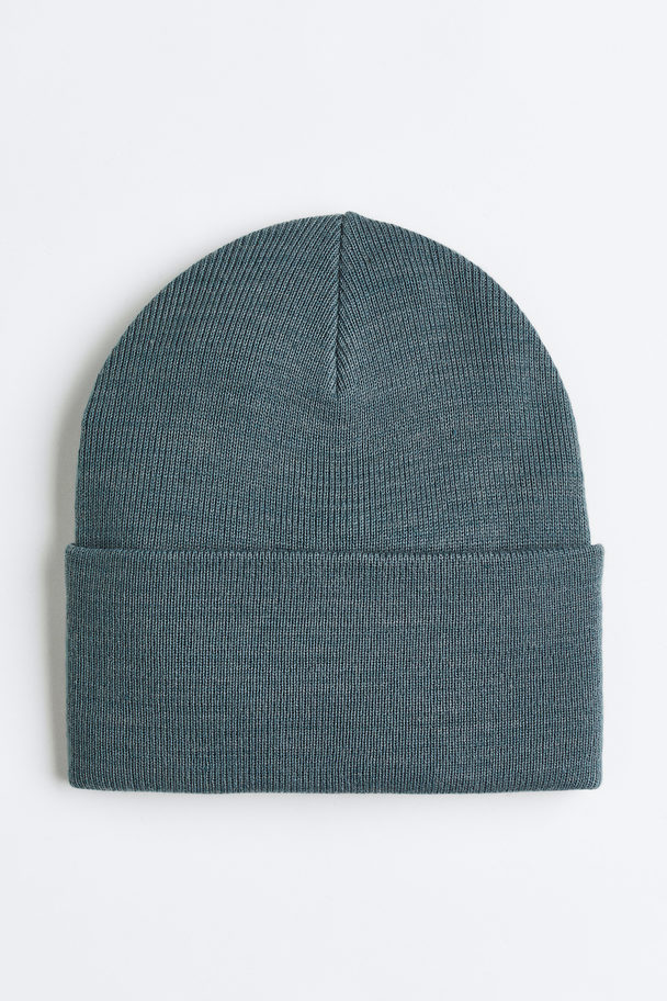 H&M Knitted Hat Dark Turquoise