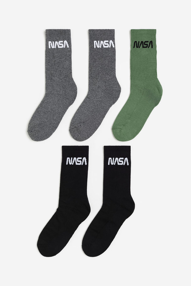 H&M 5-pack Ribbed Socks Grey/nasa