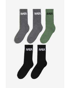 5-pack Ribbed Socks Grey/nasa