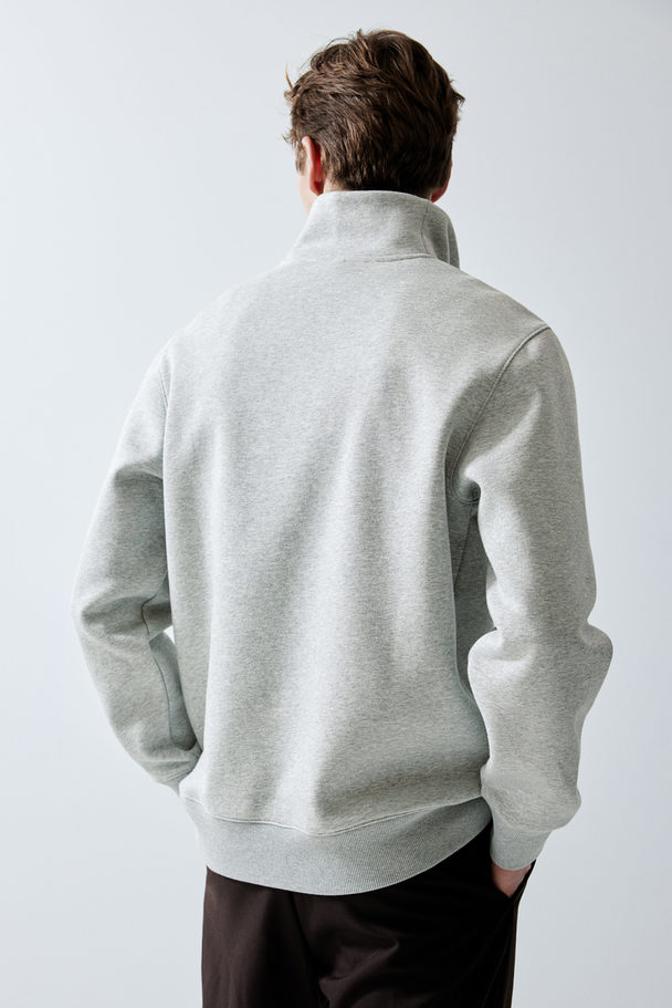 H&M Sweatshirt mit Zipper in Regular Fit Hellgraumeliert